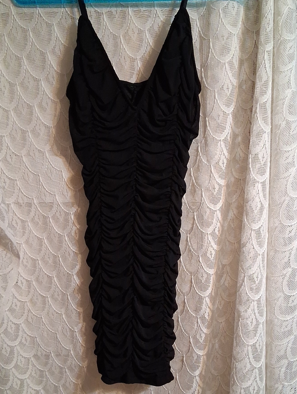 Black Ruched Slip Dress - Women's Evening Dress